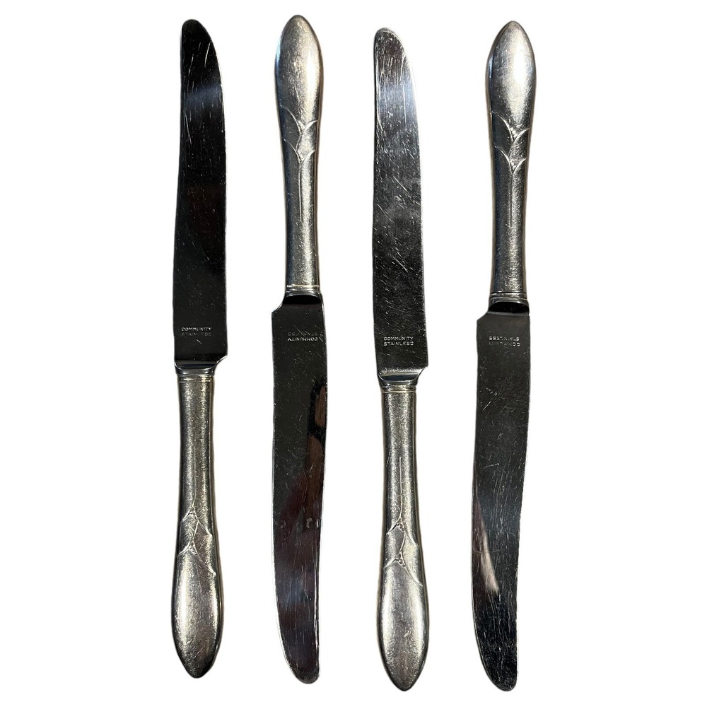 Oneida Community LADY HAMILTON 4 Dinner Knives Silverplate 1932 Silverware 9 3/8